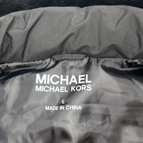 Michael Kors Black Belted Faux Fur Hooded Zip Vest Womens - Picture 8 of 8